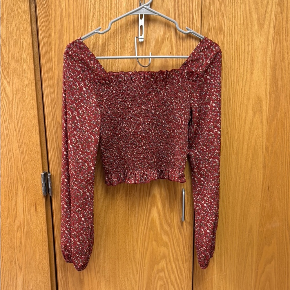 Women's Red Floral Off-Shoulder Top